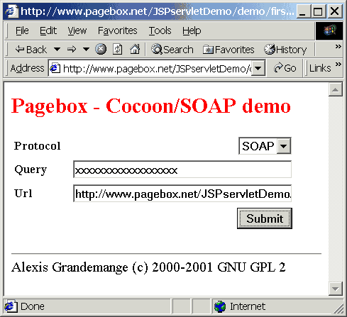 Invocation of an XML producer stored in a Cocoon Web archive
