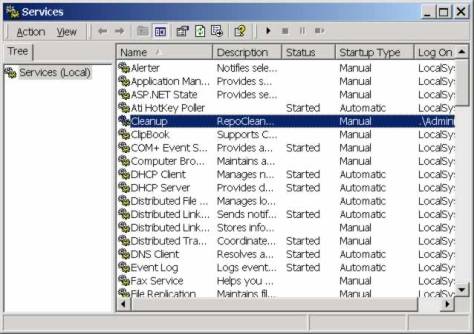 Services applet of the Administrative tool control panel