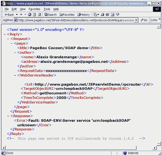 Error XML document returned by a SOAP web service processor