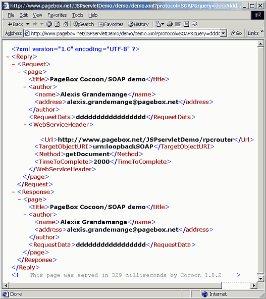 XML document returned by a SOAP web service processor