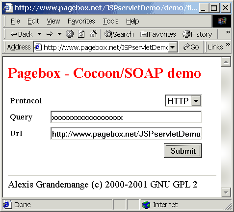 Invocation of an XML producer stored in a Cocoon Web archive